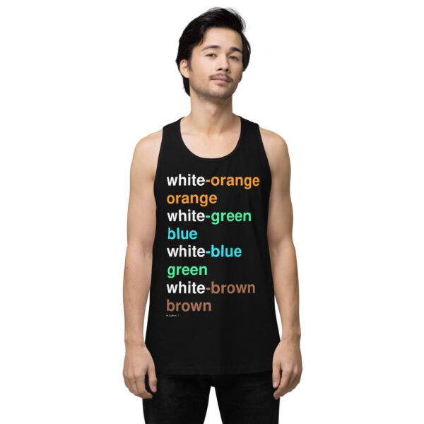 The ethernet color list on a tank top.