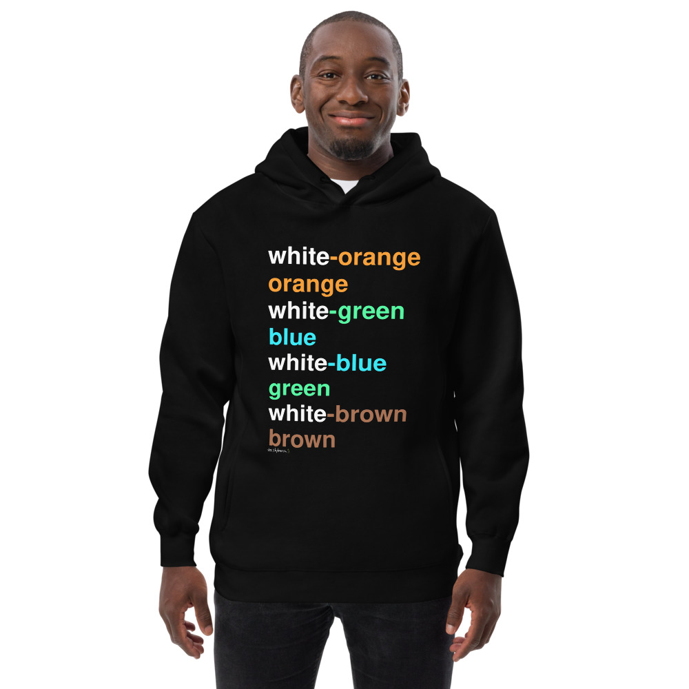 The ethernet color spec printed on a hoodie