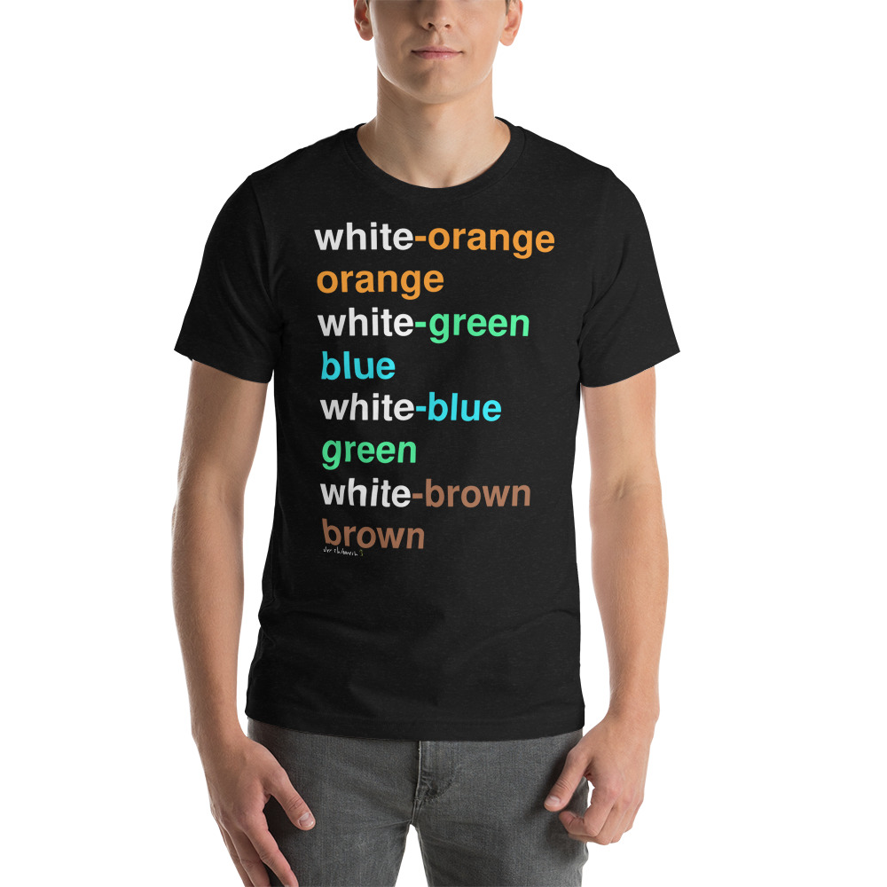 A tee with the ethernet color specifications written on it.